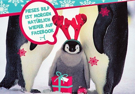 Paperclip Weihnachtskarte witzig Morgen wieder auf Facebook A6 von Paperclip