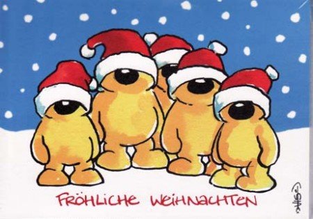 WeihnachtsPOSTkarte Bärchen-Team in Weihnachtsmützen von Paperclip