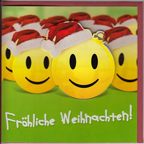 Weihnachtskarte Smileys mit Weihnachtsmützen von Paperclip