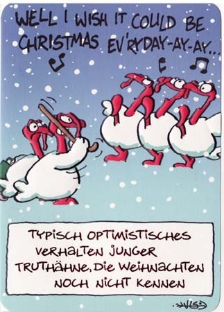 Witzige Weihnachtskarte Optimistische Jugend von Paperclip