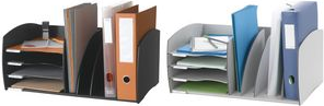PAPERFLOW Ablagesystem S, 4 Fächer, grau aus Polystyrol, 2 verstellbare Trennelemente, - 1 Stück (3020.212) von Paperflow