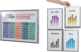 PAPERFLOW Wandschild Info Display, DIN A4, Farbe: alu-grau Rahmen aus Polystyrol, Scheibe aus Kristallpolystyrol, - 4 Stück (4066x4.35) von Paperflow