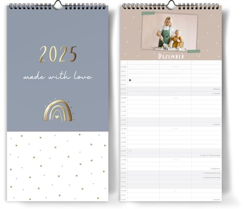Familienplaner 2025 zum Selbstgestalten mit 3 Spalten I [Blattgold] I DIY Fotokalender 20 x 32cm zum selber gestalten I Bastelkalender I 3 Spalten - Perfekt für kreative Familienplanung von Paperlions