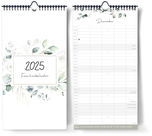 Kalender 2025 Familienplaner 5 Spalten I Wandkalender [Eukalyptus Design] I 22 x 43 cm I Familienplaner Wand I Monatskalender Okt 2024 - Dez 2025, mit Ferien- und Feiertagen, Stundenplänen uvm... von Paperlions
