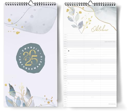 Kalender 2025 I Wandkalender 3 Spalten I Kalender für Zwei oder Drei I Groß I Blumenranken, Petrol I Partnerkalender 2025 als Monatskalender I Familienkalender I Extraseiten für die Urlaubsplanung... von Paperlions