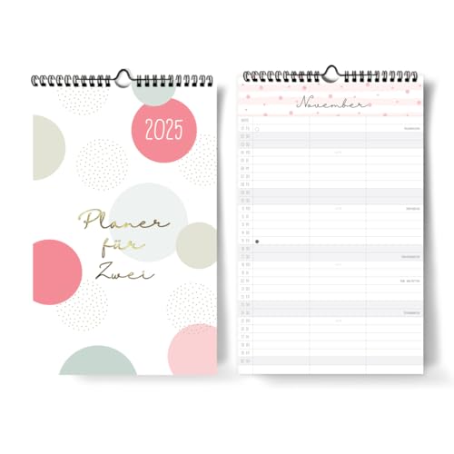 Kalender für Zwei 2025 I 20 x 32 cm I [Blattgold] I 3 Spalten I 15 Monate I Partnerkalender 2024 als Monatskalender I Familienplaner I Paarplaner zum Aufhängen I Extraseiten für die Urlaubsplanung... von Paperlions