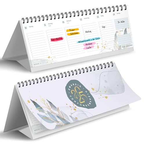 Tischkalender 2025 I Wochenkalender zum Aufstellen I Querkalender, Schreibtischkalender quer 2025 im Querformat, zum Hinstellen auf dem Schreibtisch von Paperlions