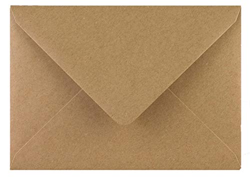 Kraftpapier Briefumschläge DIN B6 / C6 nassklebend Kraft Natur braun ohne Fenst (50 Stück) von Papermane