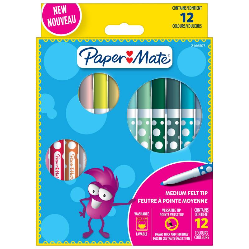 PAPER MATE Filzstifte Kids Colouring Bunt 12er M Blister von Papermate