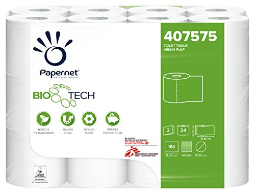 BioTech-Papier, 24RT, 2-lagig, 19,80 m, 180 Risse Weiß von Papernet