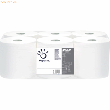 Papernet Handtuchrolle 416611 1-lagig weiß 750 Blatt 6 Rollen von Papernet