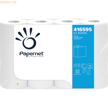 Papernet Küchenrolle 416595 26x22cm 2-lagig weiß 4 Stück Papernet Küchenrolle 416595 26x22cm 2-lagig weiß 4 Stück von Papernet