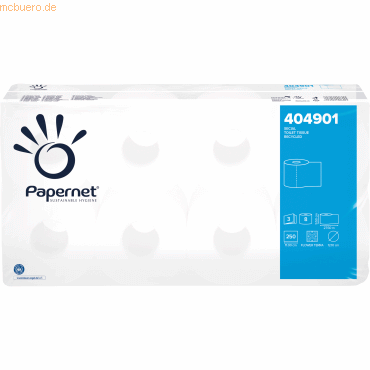 Papernet Toilettenpapier 404901 3-lagig 250 Blatt weiß 8 Rollen von Papernet