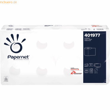 Papernet Toilettenpapier Topa 401977 3-lagig Zellstoff 8 Rollen von Papernet
