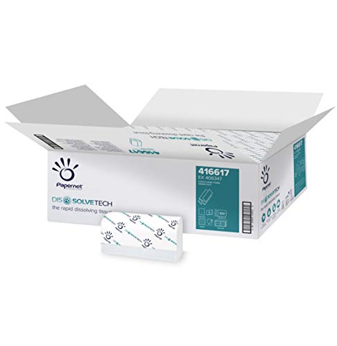 Papernet Z 416617 Dissolve Tech Papierhandtücher, 2-lagig, zusammengefaltet, kompatibel mit den antibakteriellen Tuchspendern C/Z von Papernet, 20 Packungen à 200 Blatt, 24 x 20,3 cm von Papernet