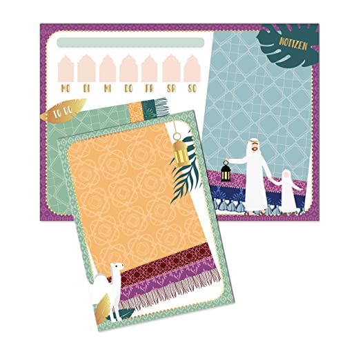 Papierdrachen 2 Schreibblöcke für Ramadan-Wochenplaner und Notizen - in DIN A4 und DIN A5 - Ideal für die Fastenzeit - Planer für Ramadan für eine organisierte und reflektierte Fastenzeit- Set 1 von Papierdrachen