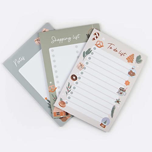 Papierdrachen 3 weihnachtliche Notizblöcke für Notizen, Shopping Liste, to do Liste - Tagesplaner und Wochenplaner für Weihnachten - Notizblock Set 2 - DIN A5 von Papierdrachen