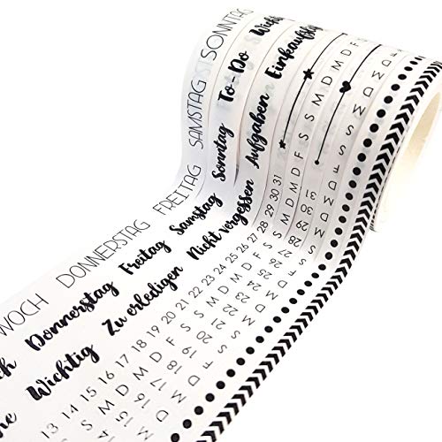 Papierdrachen 9 Washi Tapes für dein Bullet Journal | Handlettering | Wochenplan und Tage einfach aufkleben | To Do | Aufgaben | Einkaufsliste | Ideal für Anfänger und Profis von Papierdrachen