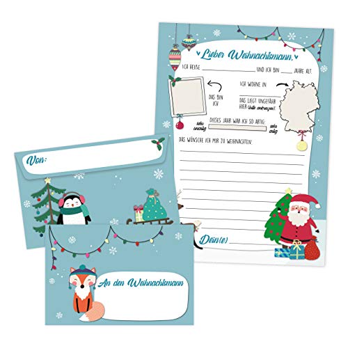 Papierdrachen Briefe an den Weihnachtsmann - zum selber Beschriften und Verschicken - Weihnachtspost - Geschenkideen und Geschenkwünsche für Kinder - inkl. Briefumschlägen - Wunschpost - Weihnachten von Papierdrachen
