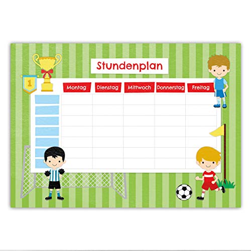 Papierdrachen Stundenplan DIN A4 Block - Motiv Fußball - zum Schulanfang - Geschenk für die Schule - Terminkalender und Wochenplan von Papierdrachen