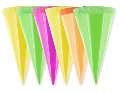 Papiertiger Dekoschultüten 12cm im Polybeutel (Neon, 6 Stk) von Papiertiger