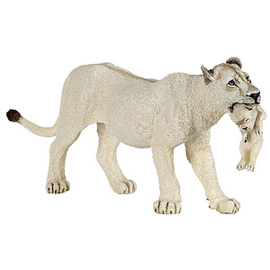 papo Wildtiere der Welt 50203 Weiße Löwin mit Juntier Spielfigur von Papo