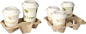 PAPSTAR Becherträger To Go, aus Pappe, für 4 Becher Becherhalter / Tragetablett für Kaffeebecher To Go, - 1 Stück (95284) von Papstar
