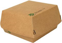 PAPSTAR Burgerbox pure, Maße: 155 x 155 x 90 mm, extragroß aus ungebleichtem FSC-zertifiziertem Frischfaserkarton, - 1 Stück (87248) von Papstar