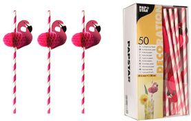 PAPSTAR Papier-Trinkhalm Flamingo, 200 mm, pink/weiß aus Papier, Länge: 200 mm, Durchmesser: 6 mm, nachhaltig - 1 Stück (87782) von Papstar