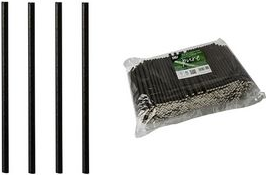 PAPSTAR Papier-Trinkhalm pure, 250 mm, schwarz aus Papier, Länge: 250 mm, Durchmesser: 8 mm, nachhaltig - 1 Stück (88931) von Papstar