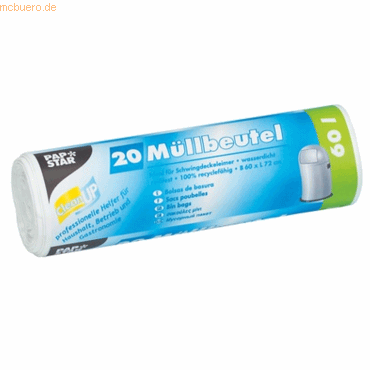 Papstar Müllbeutel HDPE 60l VE=20 Stück weiß Papstar Müllbeutel HDPE 60l VE=20 Stück weiß von Papstar