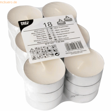 Papstar Teelichter 57mm weiß VE=18 Stück Papstar Teelichter 57mm weiß VE=18 Stück von Papstar