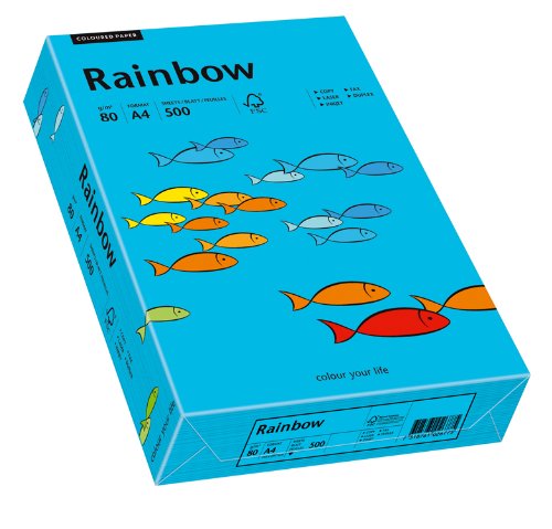 Papyrus 88042739 Drucker-/Kopierpapier farbig, Bastelpapier: Rainbow 80 g/m², A4 500 Blatt, Buntpapier, matt, blau von Papyrus