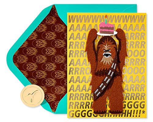 Papyrus Lustige Star-Wars-Geburtstagskarte (Chewbacca hält Kuchen) 4220658, mehrfarbig von Papyrus