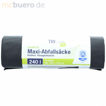 Papyrus Öko-Abfallsäcke Triline 240 Liter 60 g/qm schwarz VE=10 Stück von Papyrus