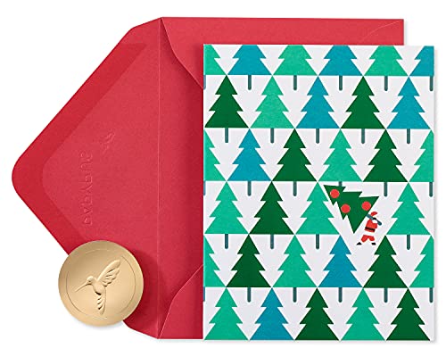 Papyrus Weihnachtskarten, glitzernd, Kiefernbäume mit Weihnachtsmann, 20 Stück von Papyrus