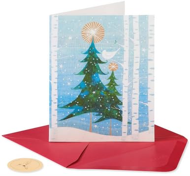 Papyrus Weihnachtskarten, mit Umschlägen, Frieden und Glück, glitzernder Schneevogel, 20 Stück von Papyrus