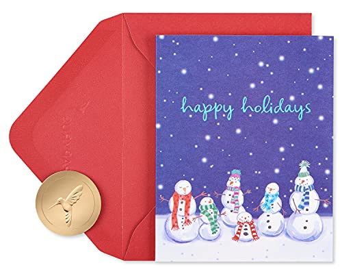 Papyrus Weihnachtskarten in Box, Happy Holidays Schneemänner, glitzernd, 20 Stück von Papyrus