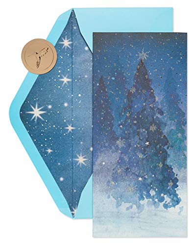 Papyrus Weihnachtskarten in Box, verschneite Metallic- und Glitzer-Weihnachtsbäume (16 Stück) von Papyrus