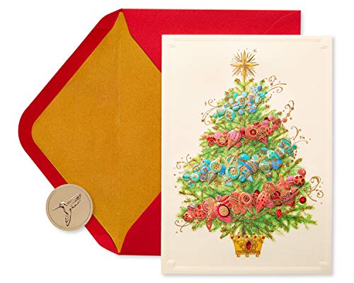 Papyrus Weihnachtskarten mit Umschlägen, May Peace and Happiness Be Yours, Weihnachtsbaum (12 Stück) von Papyrus