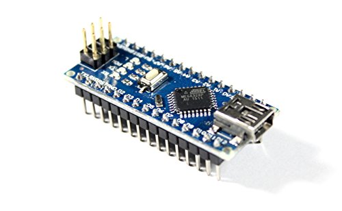 Nano V3.0 Modul, Arduino kompatibles Entwicklungsboard mit Microchip/Atmel Mikrocontroller, 5V, 16MHz, CH340G USB-Controller, aufgebaut mit angelöteten Stiftleisten von Paradisetronic.com