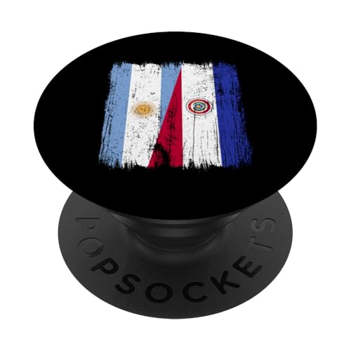 Argentinien, Paraguay, halbe Flagge, argentinische Paraguaya-Wurzeln PopSockets Klebender PopGrip von Paraguay Flag Designs Proud Paraguayan Roots
