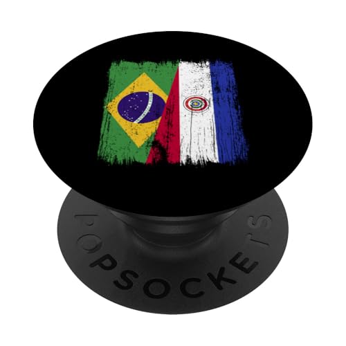 Brasilien, Paraguay, halbe Flagge, brasilianische Paraguayische Wurzeln PopSockets Klebender PopGrip Brasilien, Paraguay, halbe Flagge, brasilianische Paraguayische Wurzeln PopSockets Klebender PopGrip von Paraguay Flag Designs Proud Paraguayan Roots