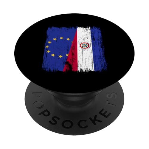 EU Paraguay Halbflagge Europäische Union Paraguayische Wurzeln PopSockets Klebender PopGrip von Paraguay Flag Designs Proud Paraguayan Roots