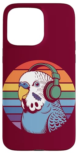 Budgie Sittich Kopfhörer DJ Wellensittich Hülle für iPhone 15 Pro Max von Parakeet Lover Gifts & Budgie Tees