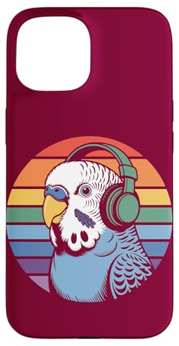 Budgie Sittich Kopfhörer DJ Wellensittich Hülle für iPhone 15 von Parakeet Lover Gifts & Budgie Tees