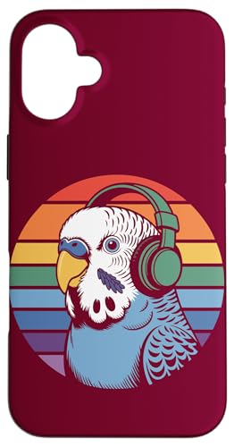 Budgie Sittich Kopfhörer DJ Wellensittich Hülle für iPhone 16 Plus von Parakeet Lover Gifts & Budgie Tees