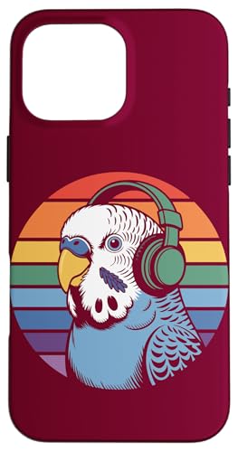 Budgie Sittich Kopfhörer DJ Wellensittich Hülle für iPhone 16 Pro Max von Parakeet Lover Gifts & Budgie Tees