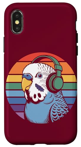 Budgie Sittich Kopfhörer DJ Wellensittich Hülle für iPhone X/XS von Parakeet Lover Gifts & Budgie Tees