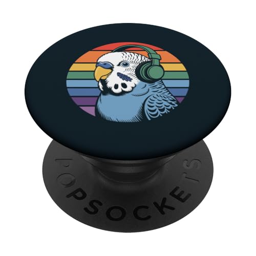 Budgie Sittich Kopfhörer DJ Wellensittich PopSockets Klebender PopGrip Budgie Sittich Kopfhörer DJ Wellensittich PopSockets Klebender PopGrip von Parakeet Lover Gifts & Budgie Tees